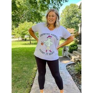 LuLaRoe Lisa Top Small Lavender “Country Ghouls” Graphic Tee – NWT